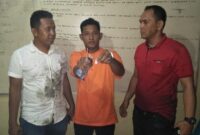 Seorang Tersangka Senang Syahputra Diamankan Petugas Polsek Labuhan Ruku saat kedapat Nulyabu