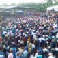 Ribuan Umat Muslim Tumpah Ruah mendengarkan tausiah Ustazh Abdul Somad di Simpang Kuala Tanjung, Selasa (01/1/2019). 