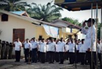 Bupati Batubara Ir Zahir saat menyampaikan pidato pada apel perdana tahun 2019