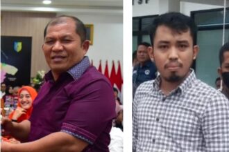 Ketua Umum Korpus Api Sumut Syahnan Afriansyah dan Kepala Dinas PUTR Kabupaten Batubara Bresman Simangunsong