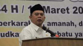 Bupati Labuhanbatu dr.H.Erik Adtrada Ritonga, MKM menyampaikan pelaksanaan Isra Mi'raj kali ini dilaksanakan di Ballroom Suzuya Rantauprapat, Rabu (15/3/2023)
