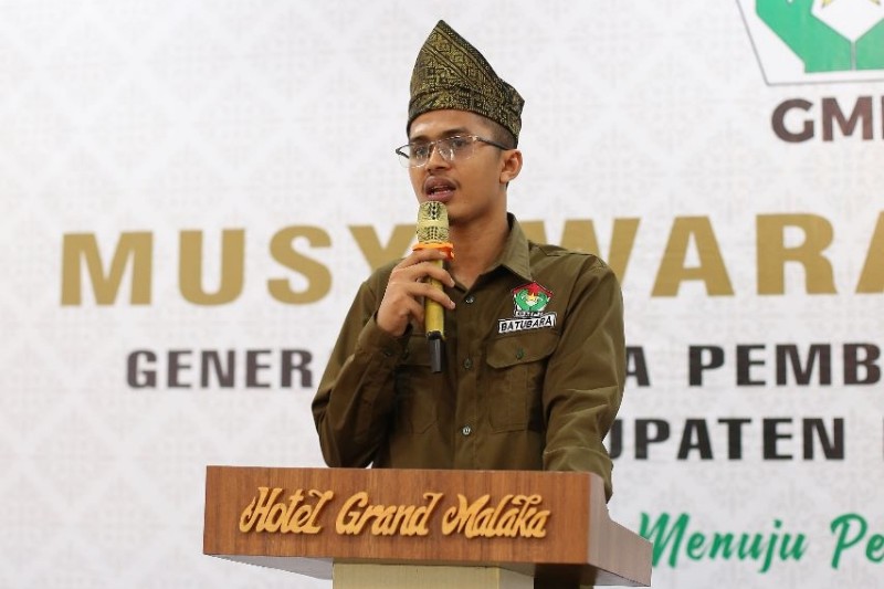 Ketua Terpilih GMPI Batubara Rudiansyah Yuhanan saat menyampaikan kata sambutan 