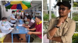 Petugas Kalapas saat melakukan tes Urine kepada Warga Binaan Permasyarakatan (WBP) di Lapas Labuhanruku Kelas IIA. Foto disebelah Ketua Satma DPD IPK Kabupaten Batubara Affan Aulia Saragih SH.