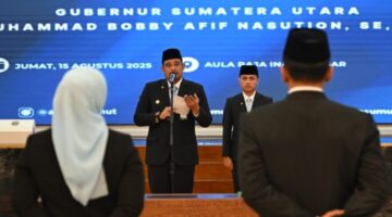 Gubernur Sumut Bobby Nasution Lantik Lima Pejabat Eselon II, Ingatkan Jangan Boros Anggaran