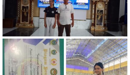 Keterangan Foto Atas:Pelepasan atlet Taekwondo Club Lion Rantauprapat menuju Kejuaraan Taekwondo Piala Kemenpora 2026 di Medan. Bawah: Yasmin Nahja Rania Tanjung berpose dengan medali emas yang diraih pada ajang Kejuaraan Taekwondo Triguna Dharma Medan Championship 2024.